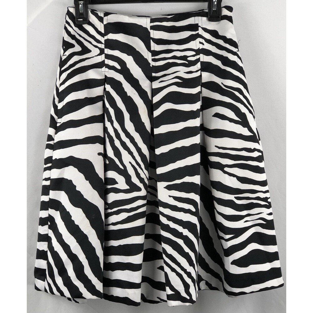 Express Panel Pleat Swing Skirt 4 Blk/Wht Animal Zebra 26" Waist Y2K Career work